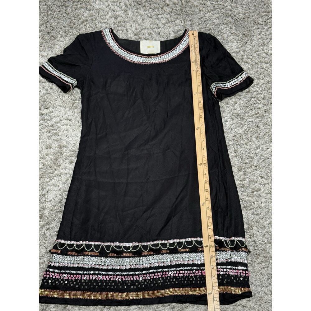Maeve Anthropologie Women’s Black Sequin Beaded Mini Shift Dress Party Size 2 - Picture 12 of 16
